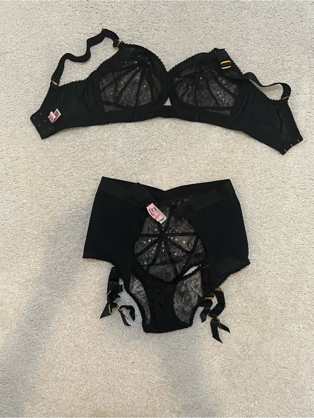 Agent Provocateur franni Black Lace Bralette, High-Waist Garter Set - Picture 9 of 12